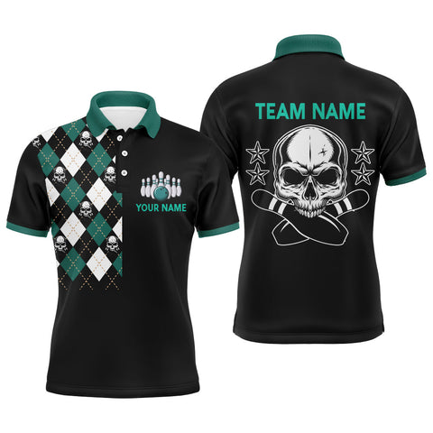 Maxcorners Green Skull Bowling Customized Name And Team Name 3D Shirt