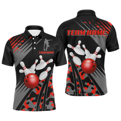 Maxcorners Red Camo Bowling Gifts for Men Team with Name Polo & 1/4 Zip