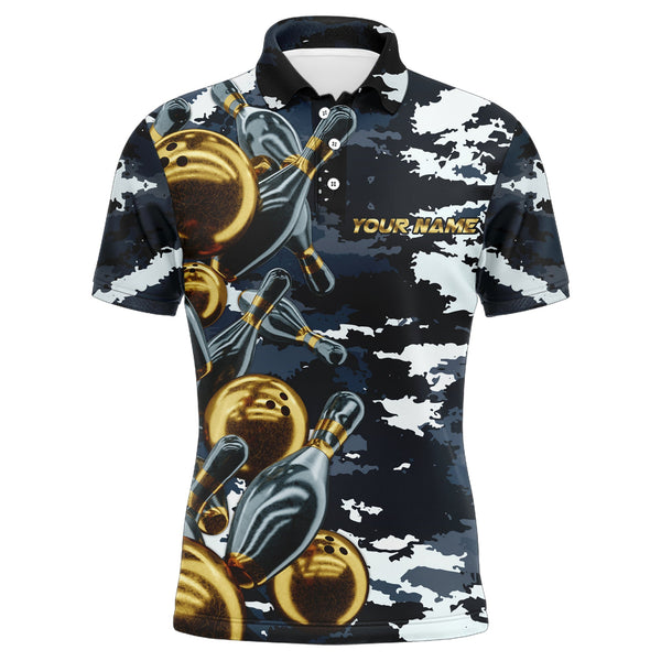 Maxcorners Camo Navy Bowling Team Customized Name And Team Name 3D Shirt