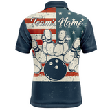 Maxcorners Navy American Bowling Customized Name And Team Name 3D Shirt