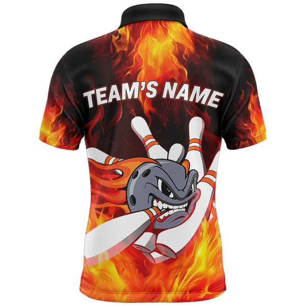 Maxcorners Funny Flame Bowling Customized Name And Team Name 3D Shirt