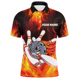 Maxcorners Funny Flame Bowling Customized Name And Team Name 3D Shirt