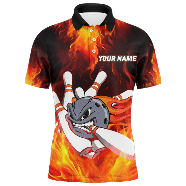 Maxcorners Funny Flame Bowling Customized Name And Team Name 3D Shirt