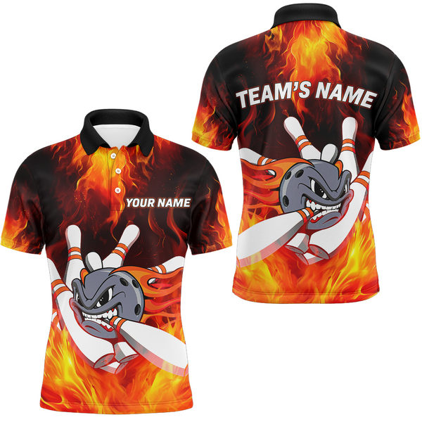 Maxcorners Funny Flame Bowling Customized Name And Team Name 3D Shirt