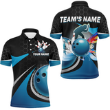 Maxcorners Blue Bowling League Customized Name And Team Name 3D Shirt