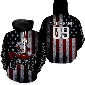 Maxcorners USA Flag Quad Bike Hoodie For Adult ATV Motocross Hooded Jersey Patriotic Off-Road Extreme PDT909 MT2809