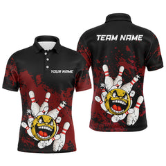 Maxcorners Custom Bowling Shirt Men Funny Bowling Jersey Team League Bowling Polo Shirt | Red