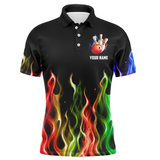 Maxcorners Rainbow Flame Bowling Customized Name And Team Name 3D Shirt