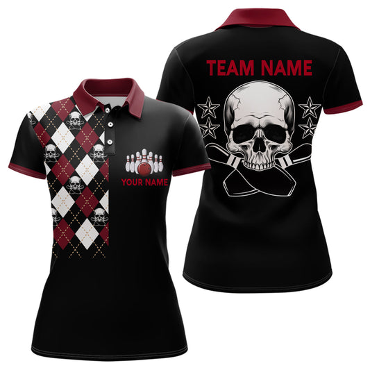 Maxcorners Bowling And Pins Multicolor Option Customized Name 3D Shirt For Women