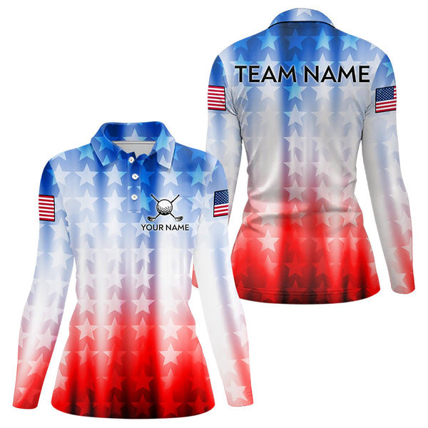 Maxcorners Patriotic Golf Polo Shirt for Men Women Custom Golf Shirts Red and Blue Golf ApparelMT0306