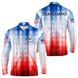 Maxcorners Patriotic Golf Polo Shirt for Men Women Custom Golf Shirts Red and Blue Golf ApparelMT0306