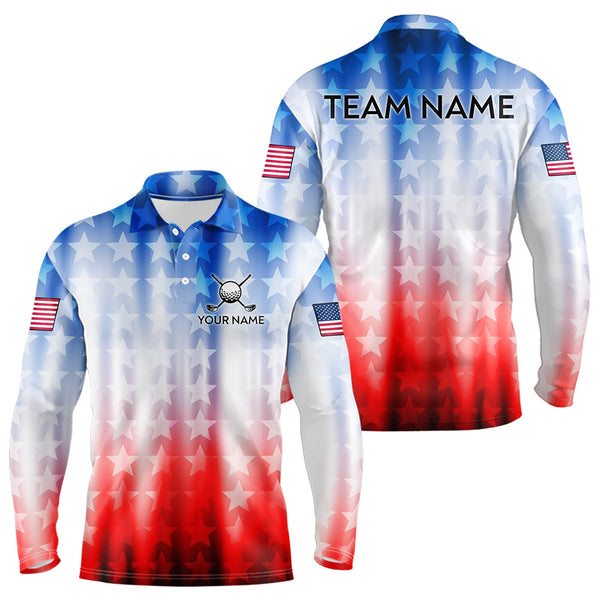 Maxcorners Patriotic Golf Polo Shirt for Men Women Custom Golf Shirts Red and Blue Golf ApparelMT0306