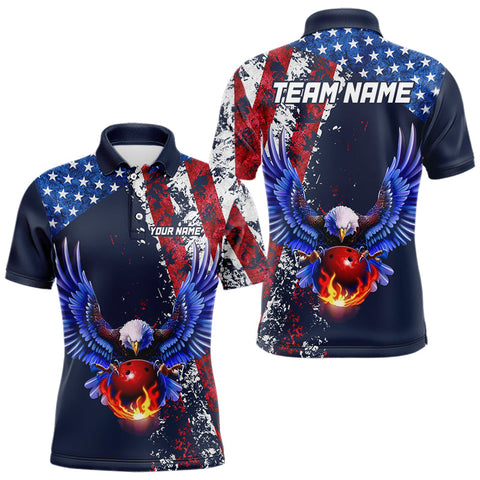 Maxcorners Custom US Flag Eagle Bowling Shirts American Bowling Jersey Men Women Patriotic