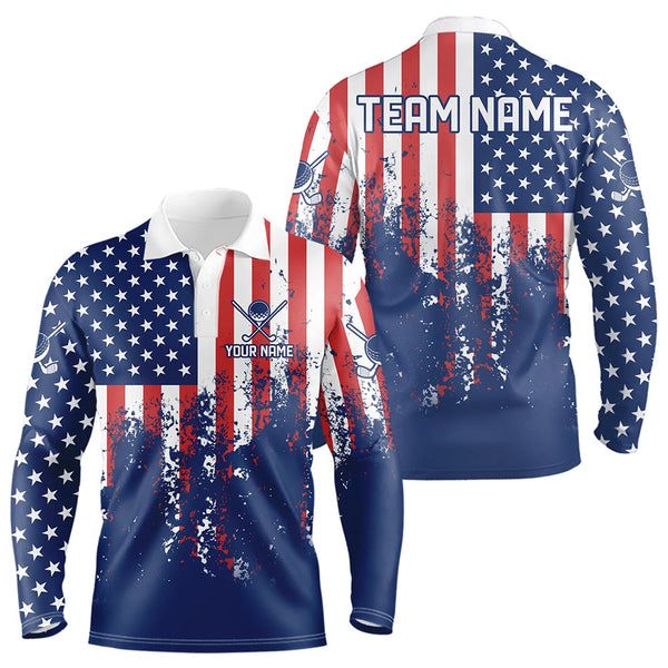 Maxcorners Custom Patriotic Golf Polo Shirts for Men Women Team Golf Shirts Personalized LM2007