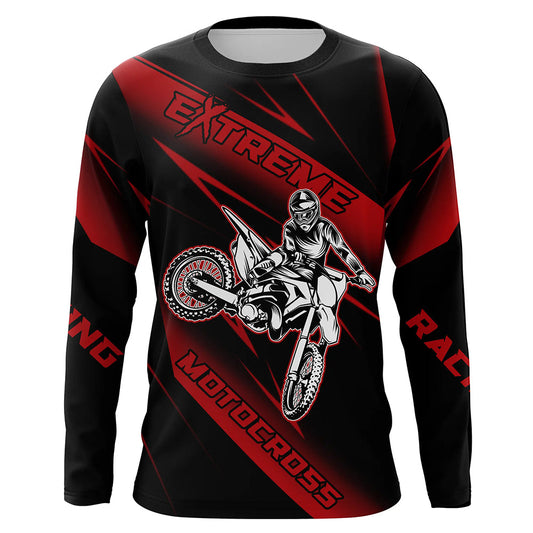 Maxcorners Motocross Racing Jersey Red Upf30+ Dirt Bike Shirt Motorcycle Off-Road Jersey MT2709