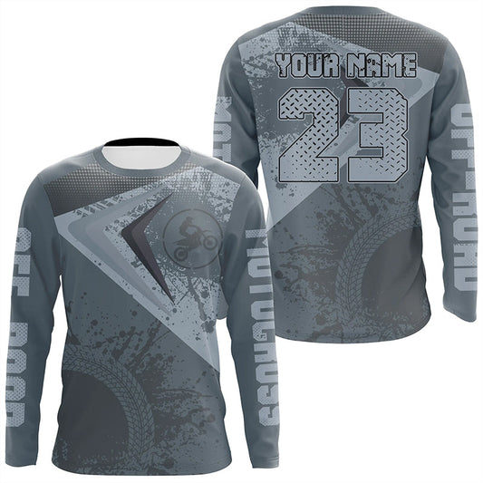 Maxcorners Motocross Jersey Grey Custom Dirt Bike Shirt For Kid Men Women Off-road Racing Shirt MT2709