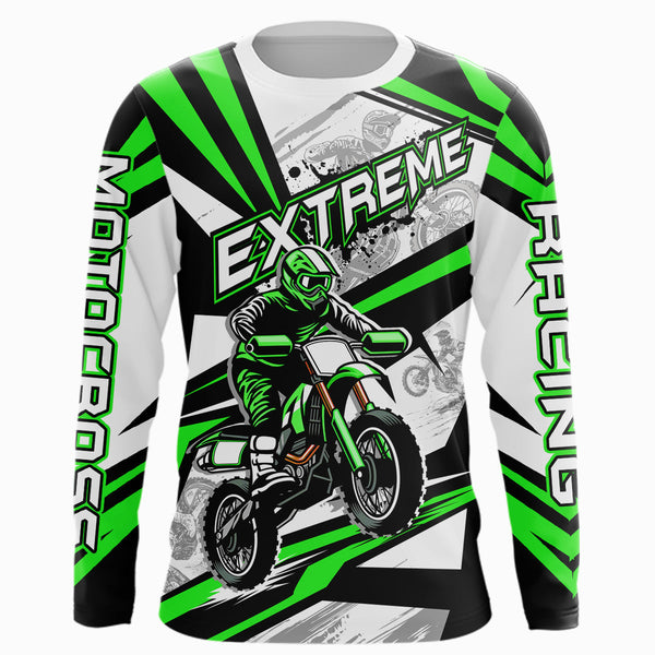 Maxcorners Green Dirt Bike Racing Jersey Upf30+ Motocross Shirt Men Kid Women Off-Road Jersey MT2709