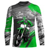 Maxcorners Motocross Racing Jersey Green Upf30+ Dirt Bike Off-Road Shirt Motorcycle Kid Men Women MT2709