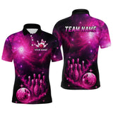 Maxcorners Custom Pink Galaxy Bowling Shirts for Women Men Bowling Jersey for Team Bowl Outfit MT3107
