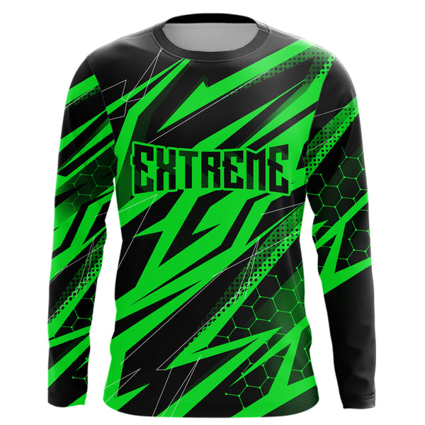 Maxcorners Motocross Jersey Kid Men Women Upf30+ Green Racing Dirt Bike Shirt Off-Road Motorcycle MT2709