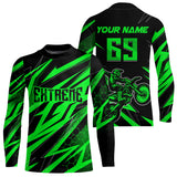 Maxcorners Motocross Jersey Kid Men Women Upf30+ Green Racing Dirt Bike Shirt Off-Road Motorcycle MT2709
