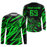 Maxcorners Motocross Jersey Kid Men Women Upf30+ Green Racing Dirt Bike Shirt Off-Road Motorcycle MT2709