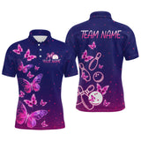 Maxcorners Purple Butterflies Bowling Shirts for Women Men Team Custom Bowling Jerseys MT3107