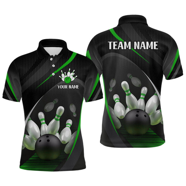 Maxcorners Green Bowling Shirts for Men Women Team Custom Bowling Polo & Quarter Zip Shirt TU0506