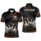 Maxcorners Orange Bowling Shirts for Men Women Team Custom Bowling Polo & Quarter Zip Shirt TU0506