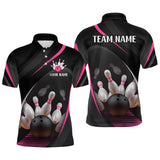 Maxcorners Pink Bowling Shirts for Men Women Team Custom Bowling Polo & Quarter Zip Shirt TU0506
