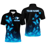 Maxcorners Blue Butterflies Bowling Shirts Women Men Team Custom Bowling Jerseys for Bowlers MT3107