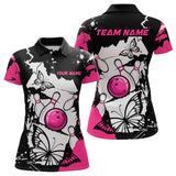 Maxcorners Custom Pink Butterflies Bowling Shirt for Men Women Team Bowling Polo&Quater Zip