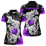 Maxcorners Custom Purple Butterflies Bowling Shirt for Men Women Team Bowling Polo&Quater Zip