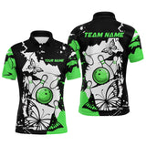 Maxcorners Custom Green Butterflies Bowling Shirt for Men Women Team Bowling Polo&Quater Zip