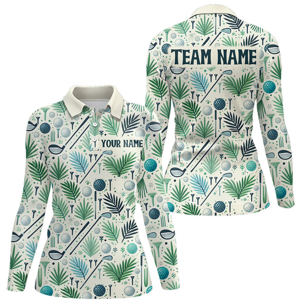 Maxcorners Palm Leaves Golf Polo Shirt Custom Golf Shirts for Men and Women Team Golf Apparel