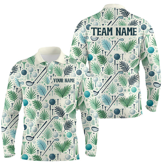 Maxcorners Palm Leaves Golf Polo Shirt Custom Golf Shirts for Men and Women Team Golf Apparel