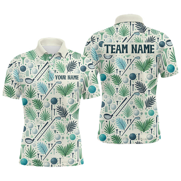 Maxcorners Palm Leaves Golf Polo Shirt Custom Golf Shirts for Men and Women Team Golf Apparel