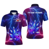 Maxcorners Purple Lightning Bowling Shirts for Men Women Custom Team Bowling Jerseys MT2108