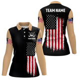 Maxcorners Retro Custom American Flag Golf Polo Shirt Patriotic Golf Polo Shirts For Women