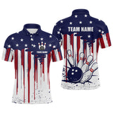 Maxcorners Patriotic Bowling Shirt for Men Women Custom Bowling Polo Shirt & Quarter-Zip Shirts TU0506