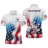 Maxcorners American Flag Bowling Shirts Custom Bowling Shirt For Women Men Patriotic Bowling Polo Shirt