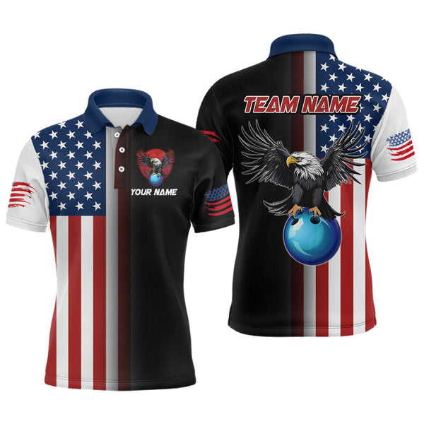 Maxcorners Eagle Bowling Shirt Custom American Bowling Shirts Women Men Patriotic Bowling Shirt