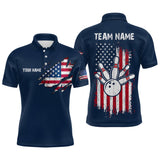 Maxcorners Patriotic Bowling Shirts American Flag Bowling Polo & 1/4 Shirt for Men Women Team