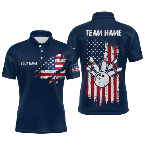 Maxcorners Patriotic Bowling Shirts American Flag Bowling Polo & 1/4 Shirt for Men Women Team