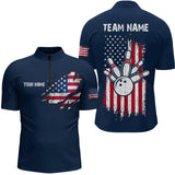 Maxcorners Patriotic Bowling Shirts American Flag Bowling Polo & 1/4 Shirt for Men Women Team