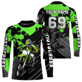 Maxcorners Motocross Racing Jersey Green Upf30+ Motorcycle Dirt Bike Jersey Off-Road Shirt Men Kid Women MT2709