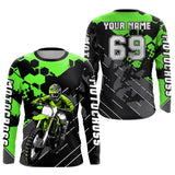 Maxcorners Motocross Racing Jersey Green Upf30+ Motorcycle Dirt Bike Jersey Off-Road Shirt Men Kid Women MT2709