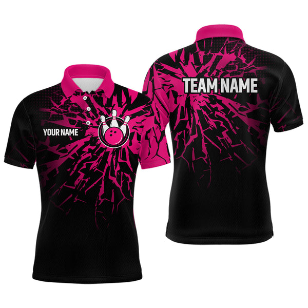 Maxcorners Custom Pink Bowling Shirt Blue for Men Women and Team Bowling Jerseys