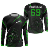 Maxcorners Motocross Racing Jersey Green Dirt Bike Shirt Off-road Riding Jersey Kid Men Women MT2709