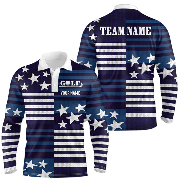 Maxcorners Customize Patriotic Golf Polo Shirt for Team Blue Golf Shirts for Women Men LM2007